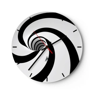 Reloj de pared - Reloj de vidrio - Espiral dinámica en blanco y negro - 30x30cm - ¿Ceder al torbellino? - Decoración de pared moderna para salón, cocina y dormitorio ARTTOR