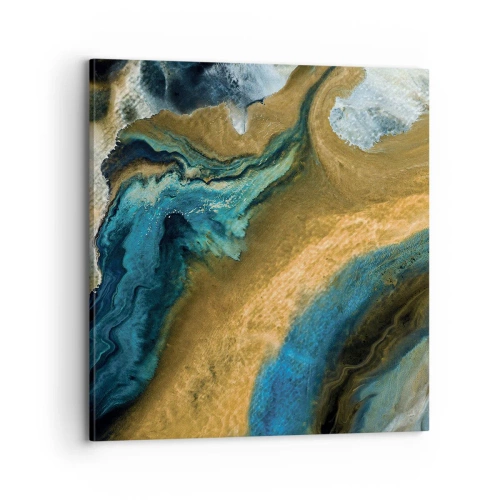 Cuadro sobre lienzo - Impresión de Imagen - Azul - amarillo - influencia mutua - 70x70 cm