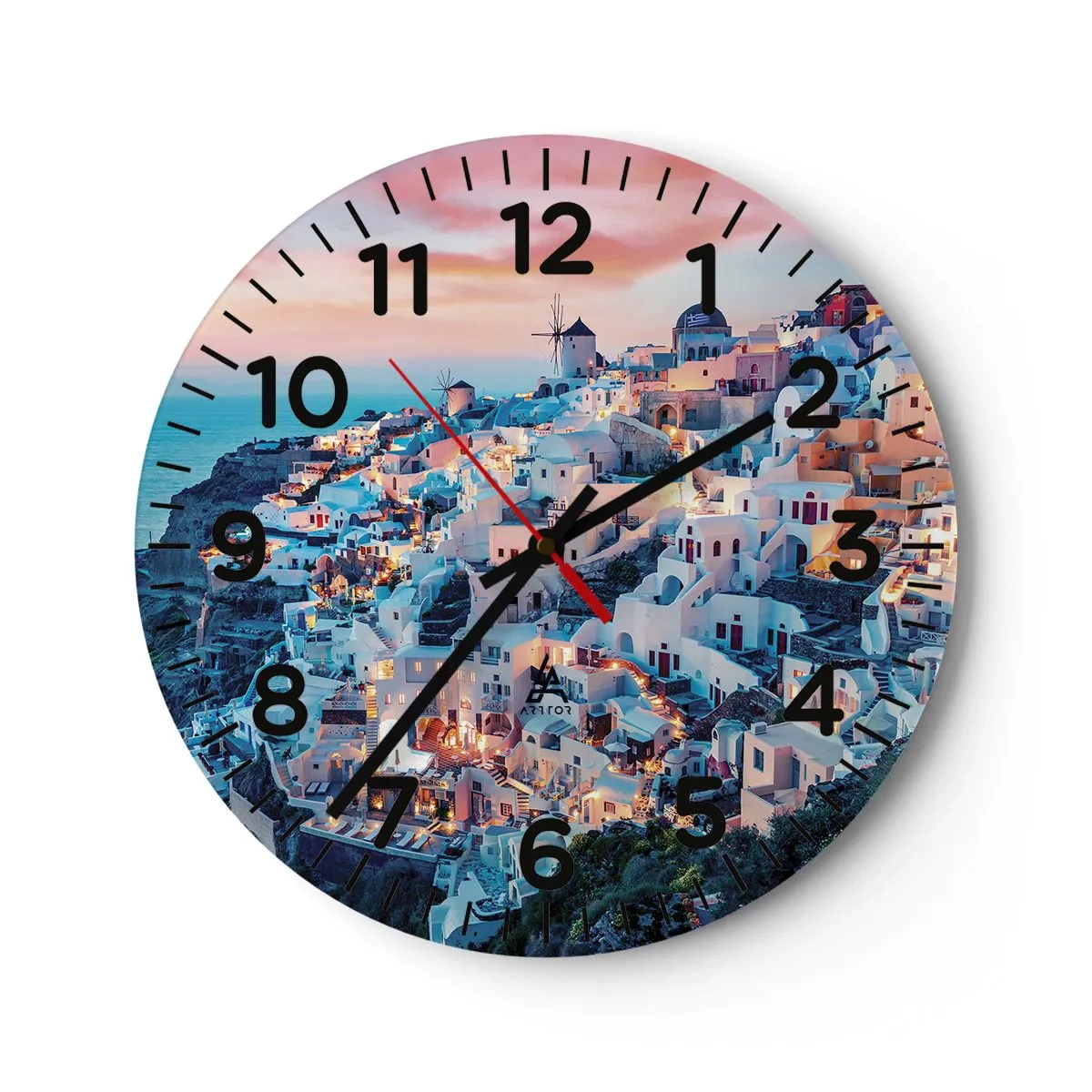 Reloj de pared - Reloj de vidrio - Vacaciones en Grecia - 30x30 cm