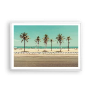 Póster en marco blanco - En la playa - 91x61 cm