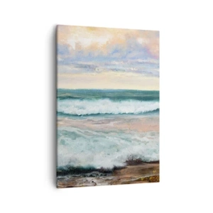 Cuadro sobre lienzo - Impresión de Imagen - Olas del mar contra un cielo nublado al atardecer - 50x70cm - Aquí suavizarás tu alma - Decoración de pared moderna para salón y dormitorio ARTTOR