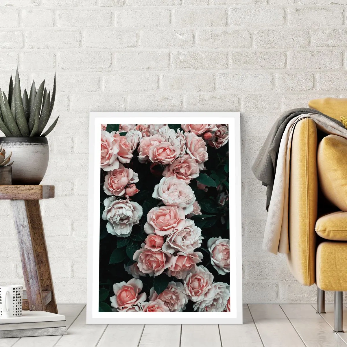 Póster en marco blanco - Conjunto de rosas - 50x70 cm