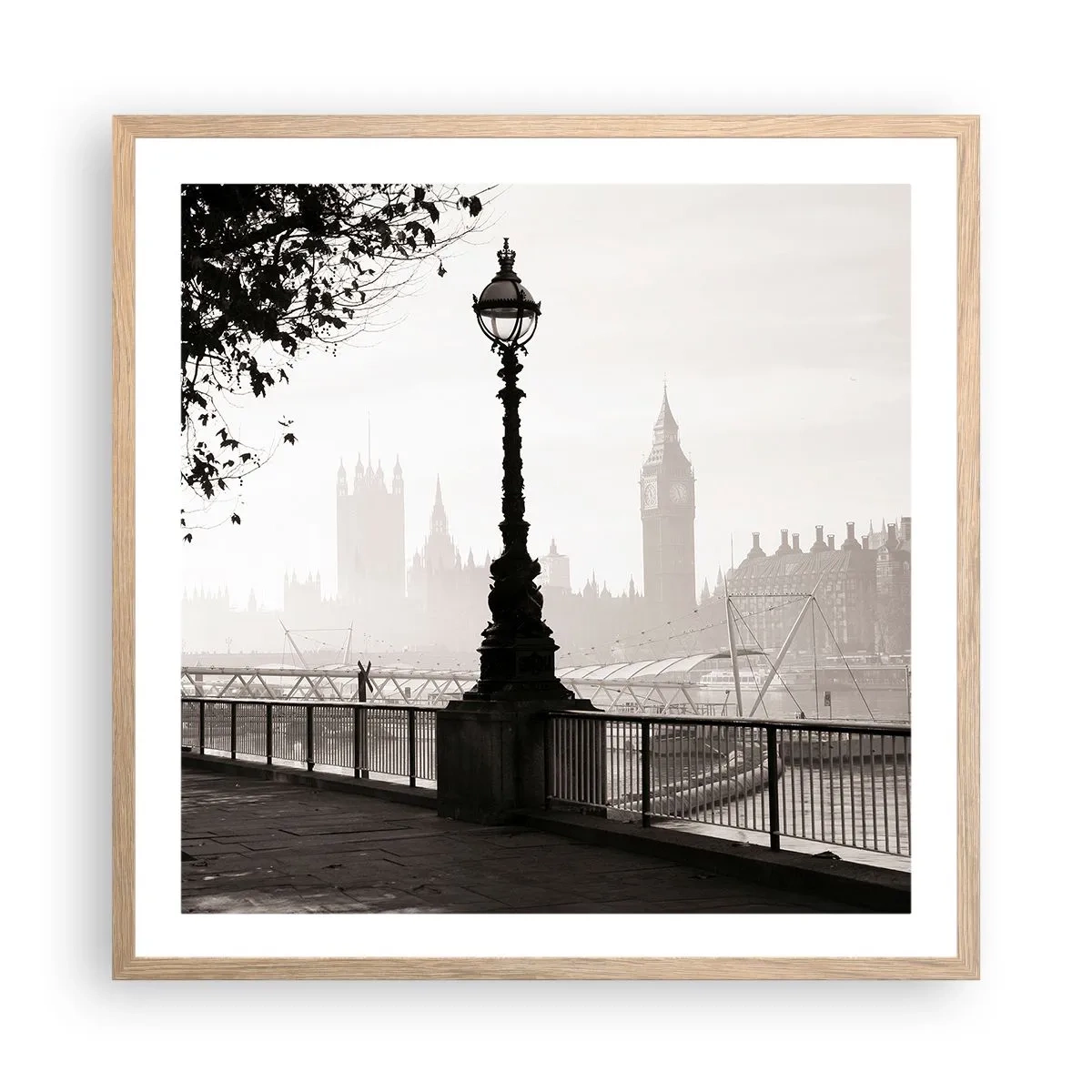 Póster en marco roble claro - La mañana de Londres - 60x60 cm