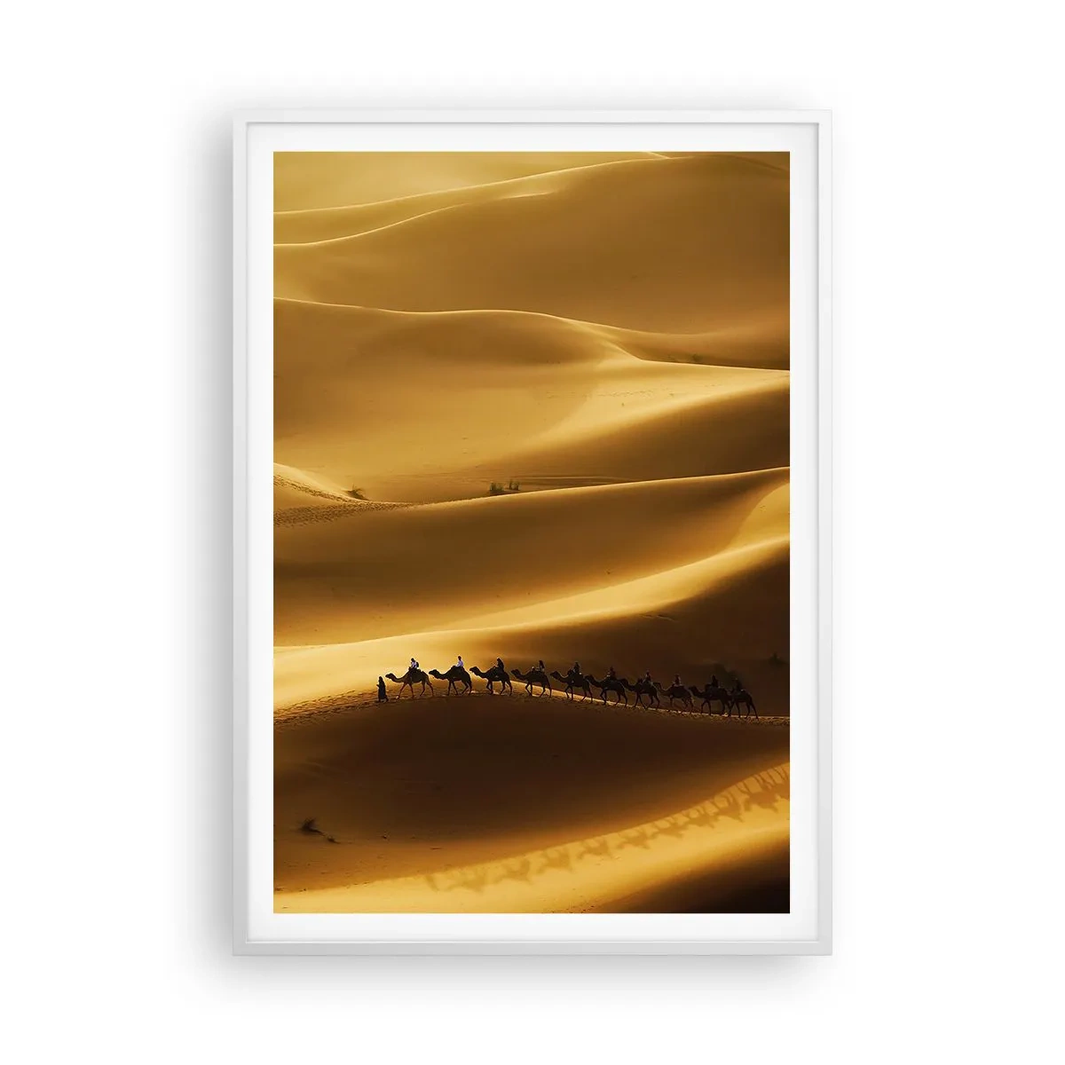 Póster en marco blanco - Caravana sobre las olas del desierto - 70x100 cm
