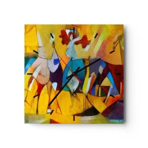 Reloj de pared - Reloj de vidrio - Una abstracción colorida que representa figuras en forma geométrica. - 30x30cm - Sol - vida - alegría - Decoración de pared moderna para salón y dormitorio ARTTOR