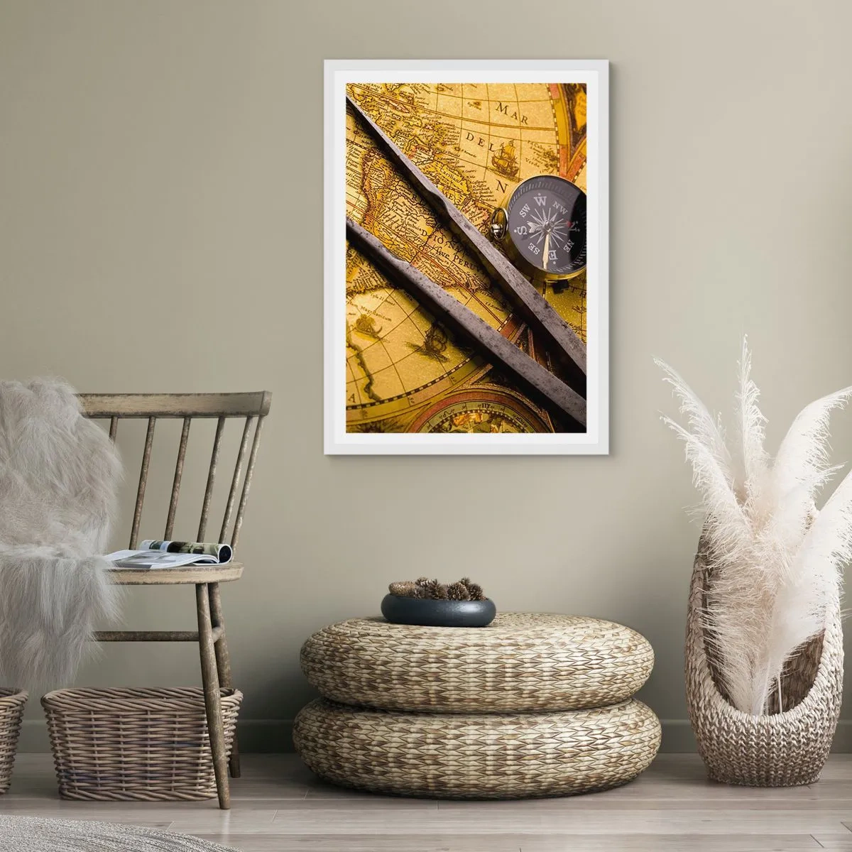 Póster en marco blanco - ¿Dónde están los tesoros? - 70x100 cm