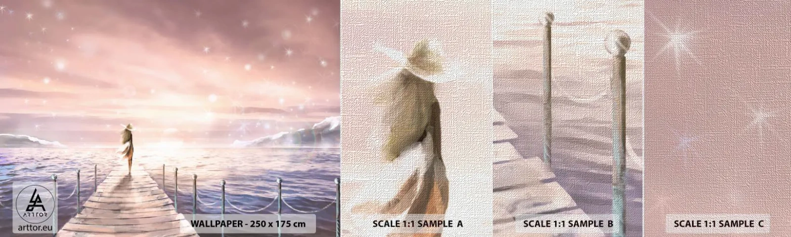 Muestra de fotomural Premium Canvas - A la luz de un sueño - Paisaje, Mujer, Mar - 100x30 cm