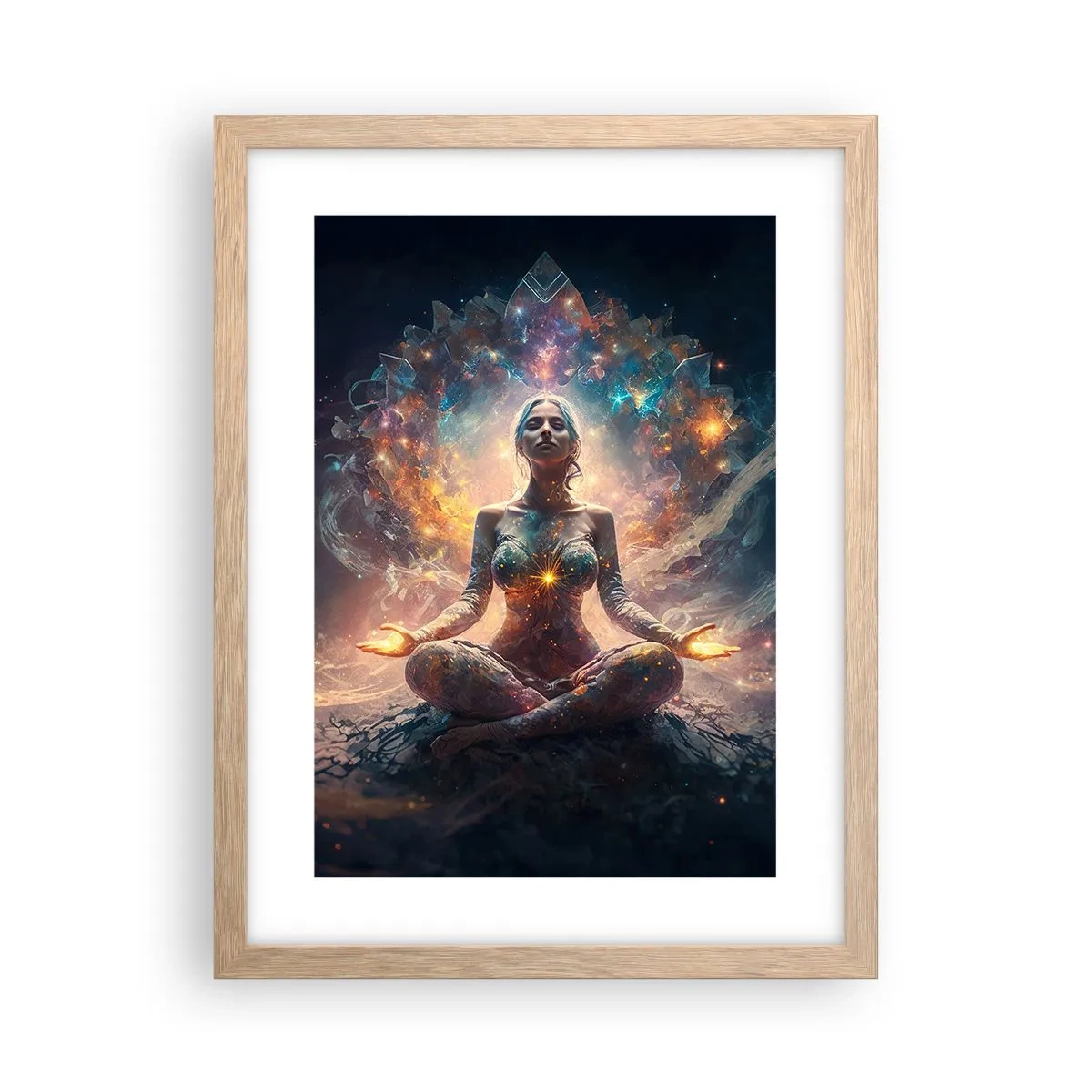 Póster en marco roble claro - Flujo de buena energía - 30x40 cm