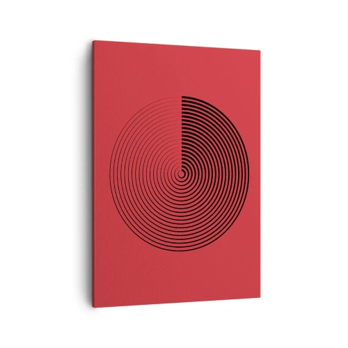 Cuadro sobre lienzo - Impresión de Imagen - Círculos concéntricos sobre fondo rojo - 50x70cm - Movimiento circular - Decoración de pared moderna para salón y dormitorio ARTTOR