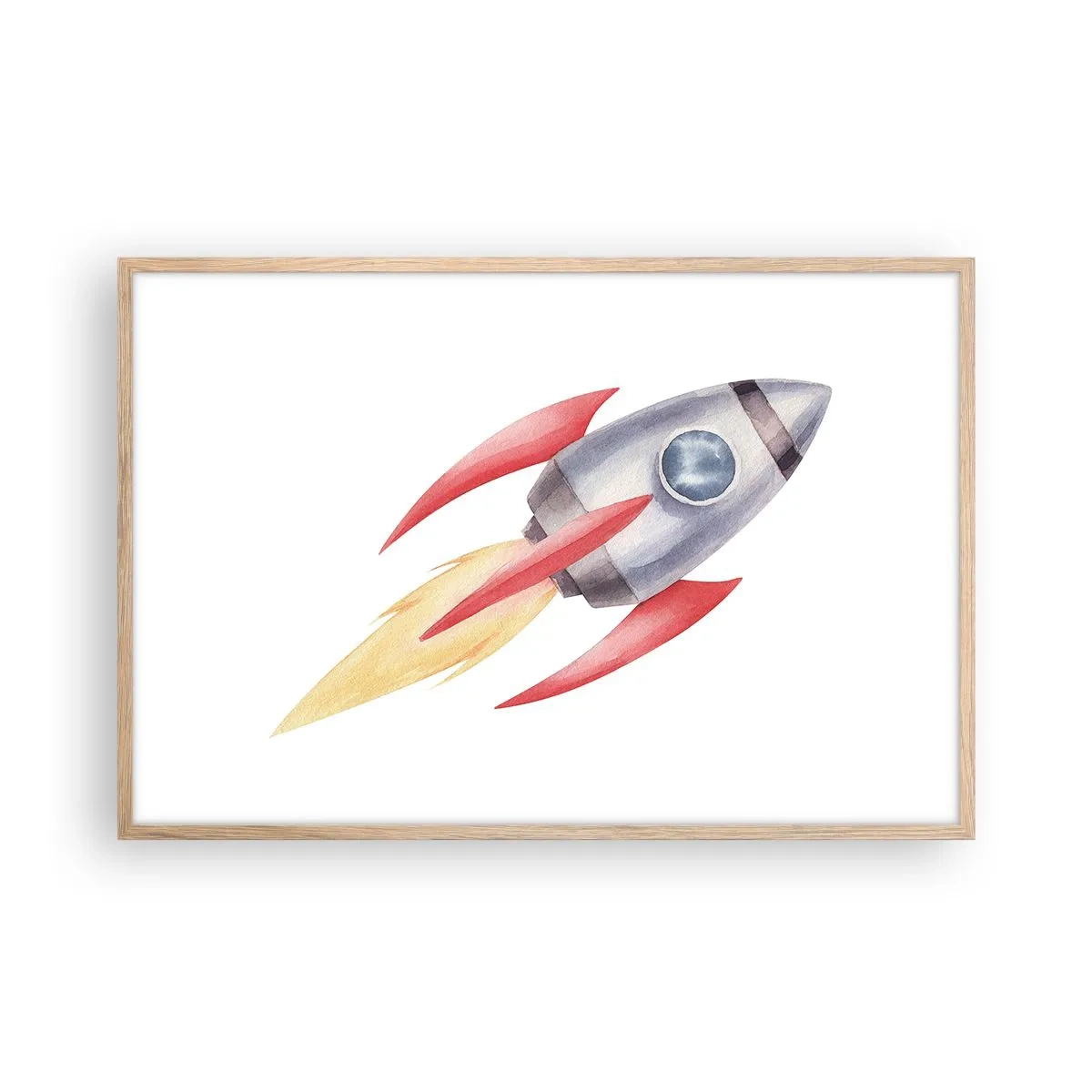 Póster en marco roble claro - Más alto, más rápido, más lejos - 91x61 cm