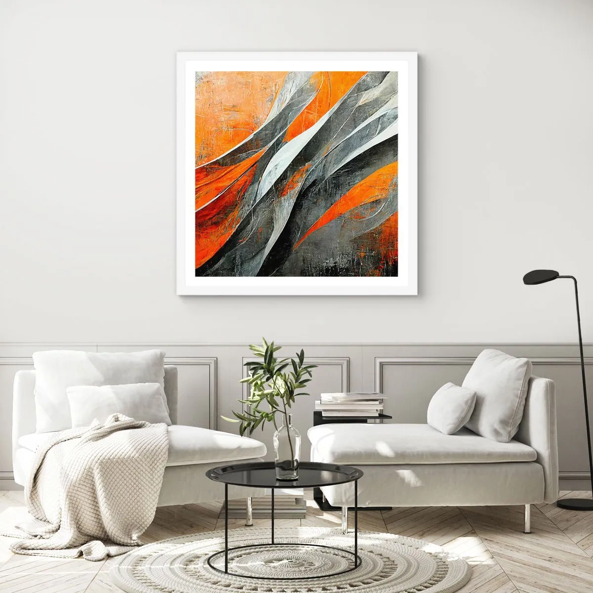 Póster en marco blanco - Calor y frío - 40x40 cm