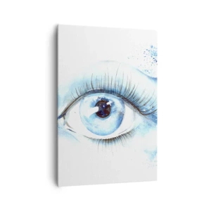 Cuadro sobre lienzo - Impresión de Imagen - Acuarela artística de un ojo con una onda dinámica. - 70x100cm - Sumérgete en el azul de tu mirada - Decoración de pared moderna para salón y dormitorio ARTTOR