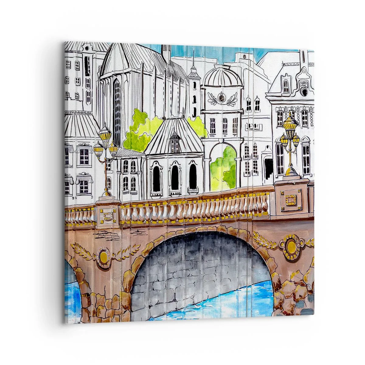 Cuadro sobre lienzo - Impresión de Imagen - Una ciudad de dibujo - 60x60 cm