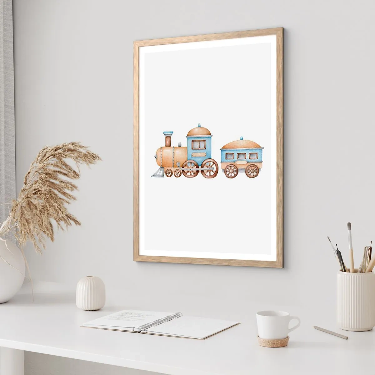 Póster en marco roble claro - De pie en la estación... - 70x100 cm