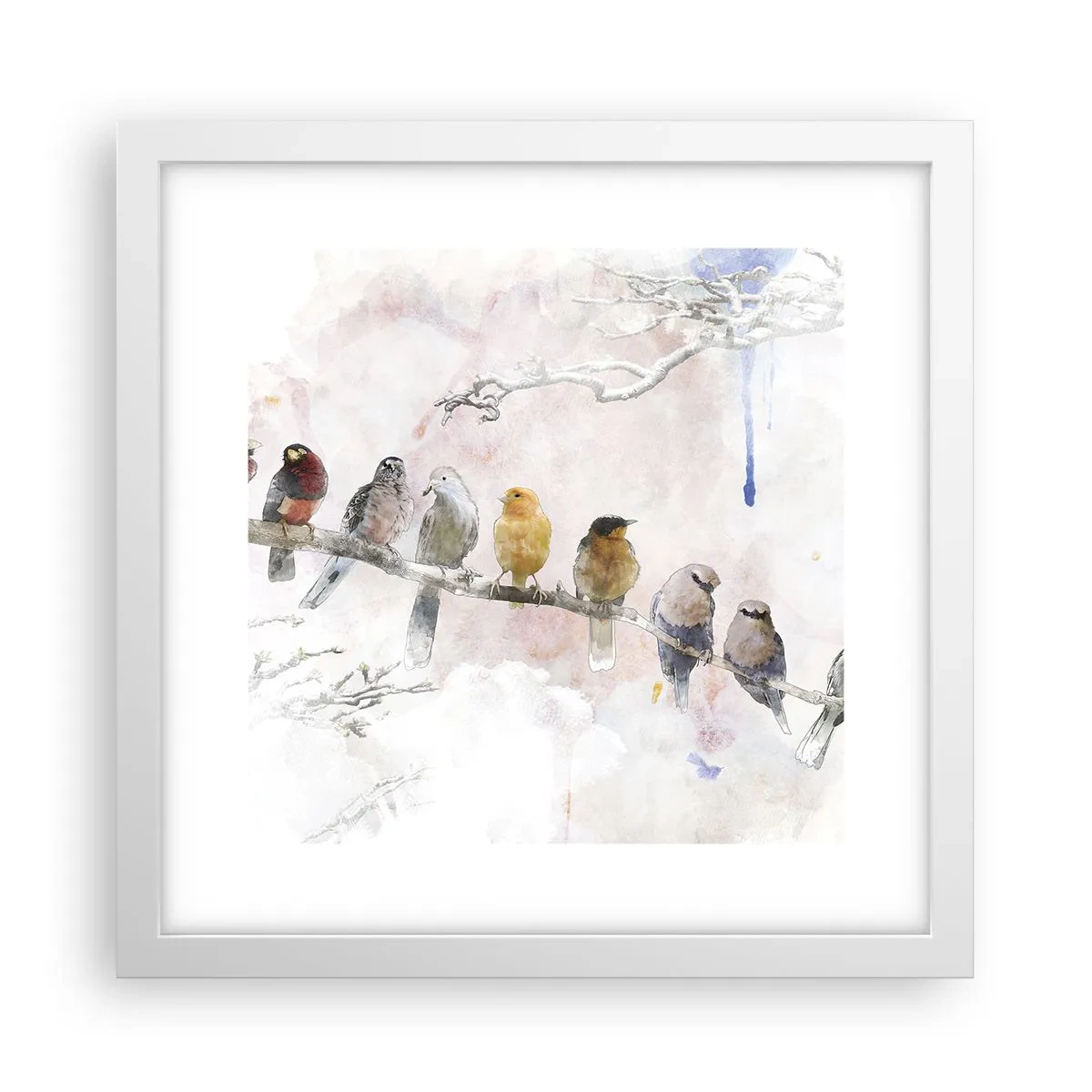 Póster en marco blanco - Reunión alada - 30x30 cm