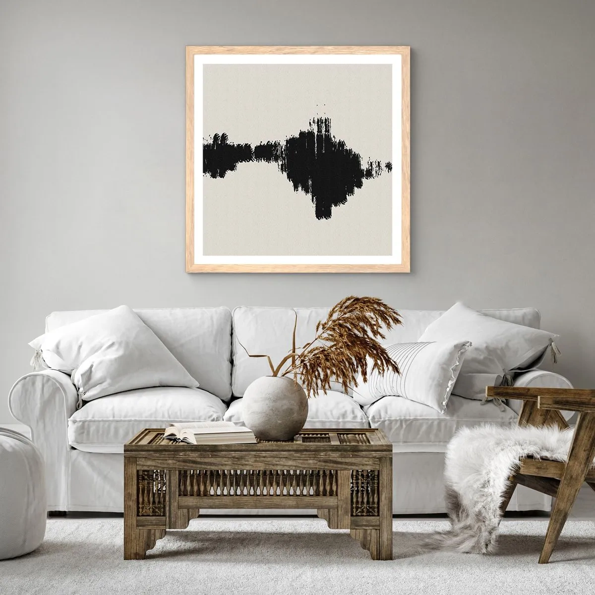 Póster en marco roble claro - Vibraciones de la imaginación - 40x40 cm