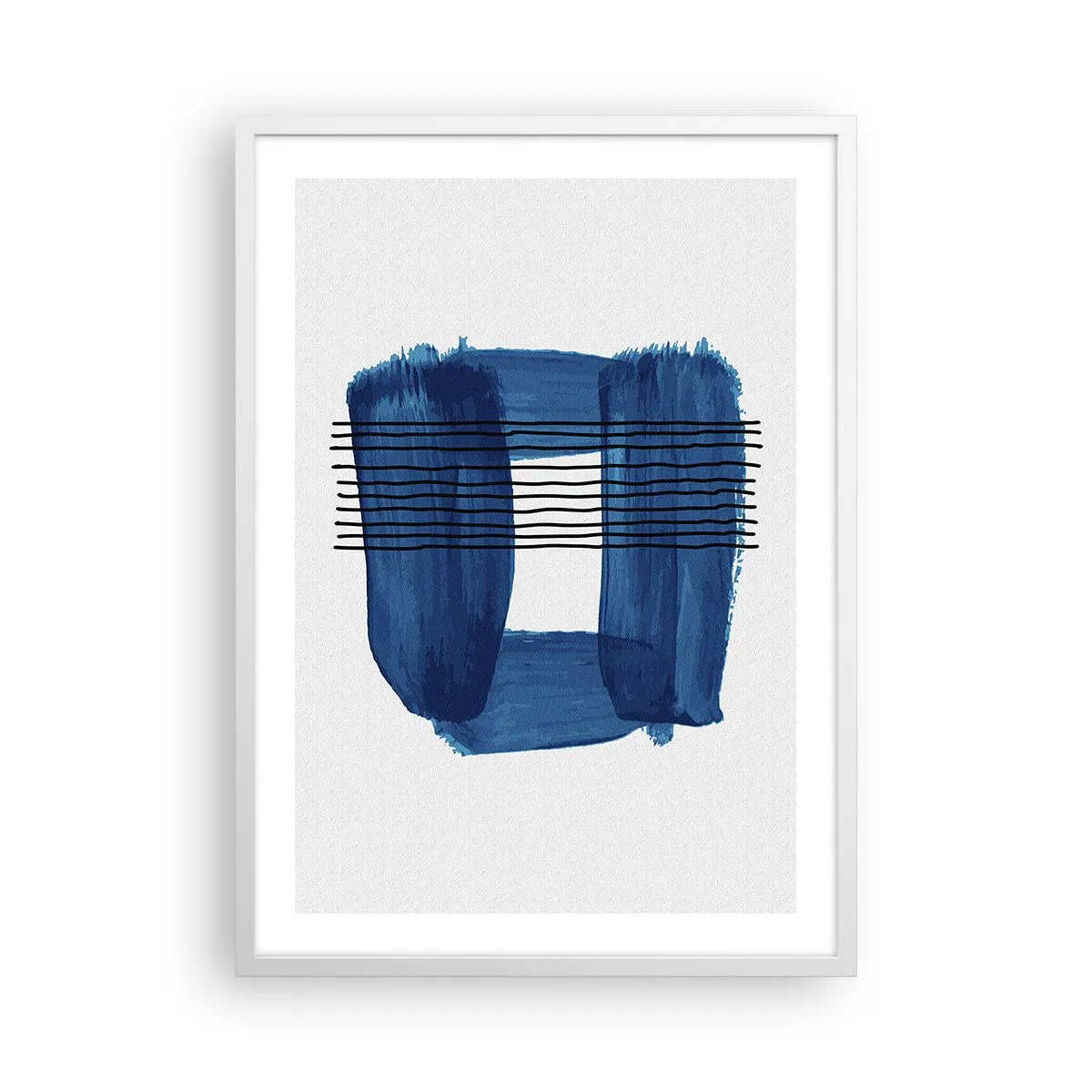 Póster en marco blanco - Composición azul y negra - 50x70 cm