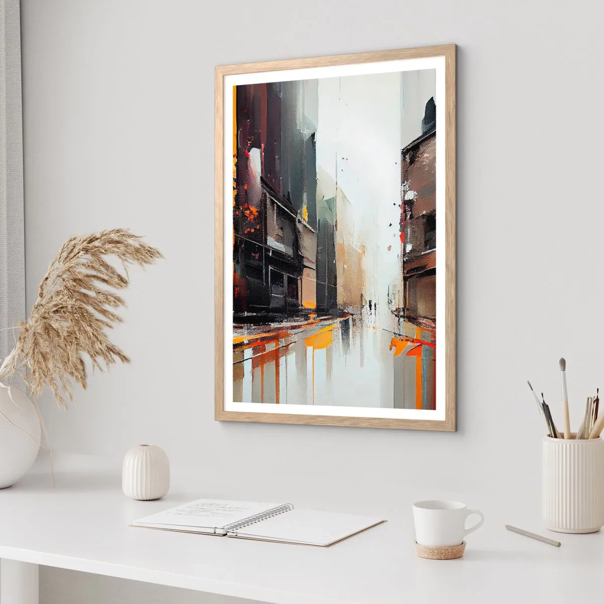 Póster en marco roble claro - Día lluvioso - 61x91 cm