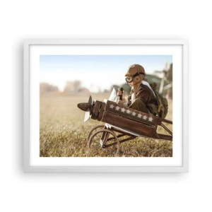 Póster en marco blanco - Despegue hacia un sueño - 50x40 cm