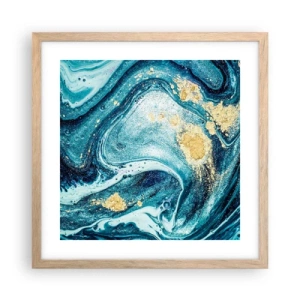 Póster en marco roble claro - Vórtice azul - 40x40 cm