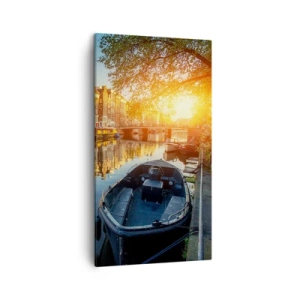 Cuadro sobre lienzo - Impresión de Imagen - Mañana en Ámsterdam - 45x80 cm