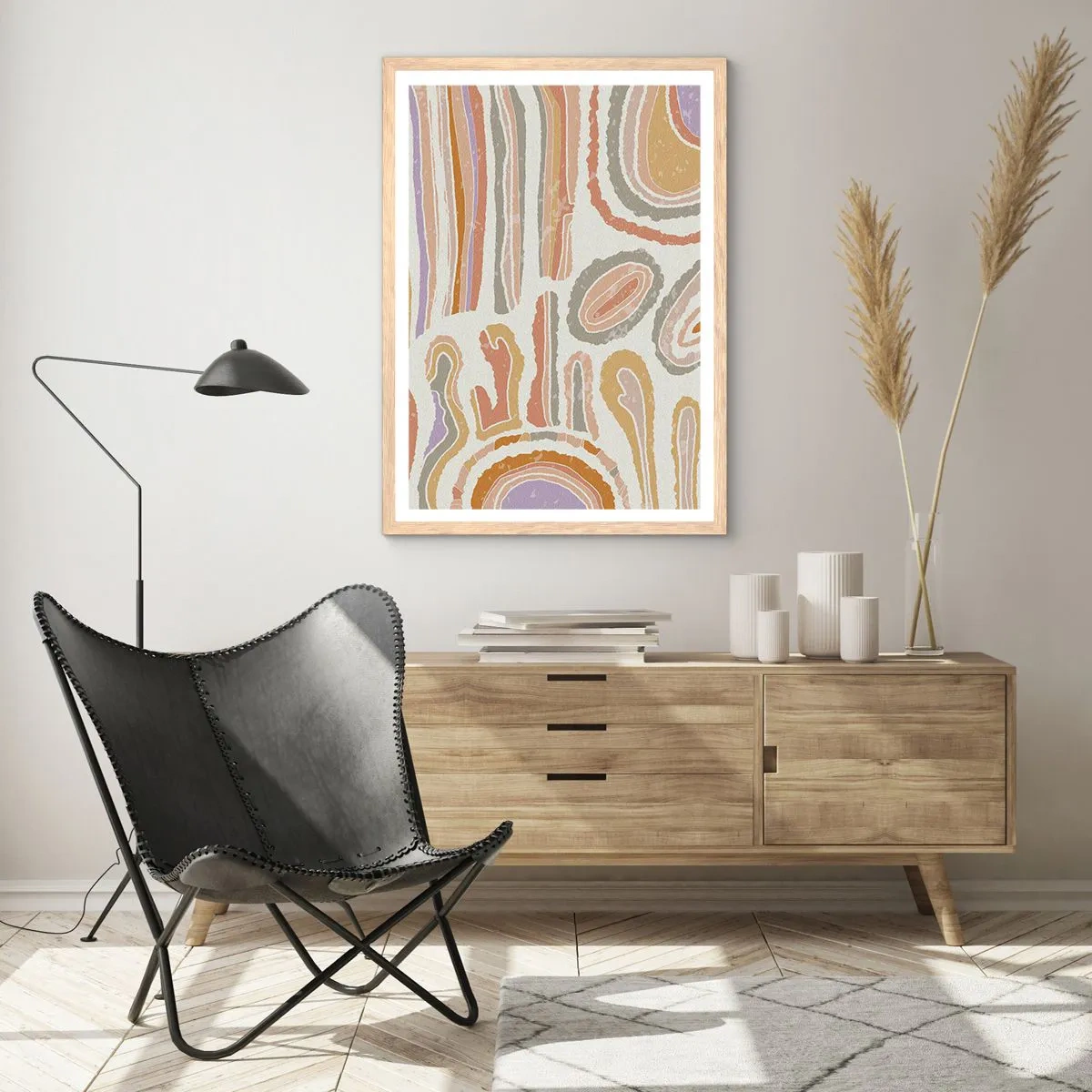 Póster en marco roble claro - Cortes transversales llenos de color - 40x50 cm