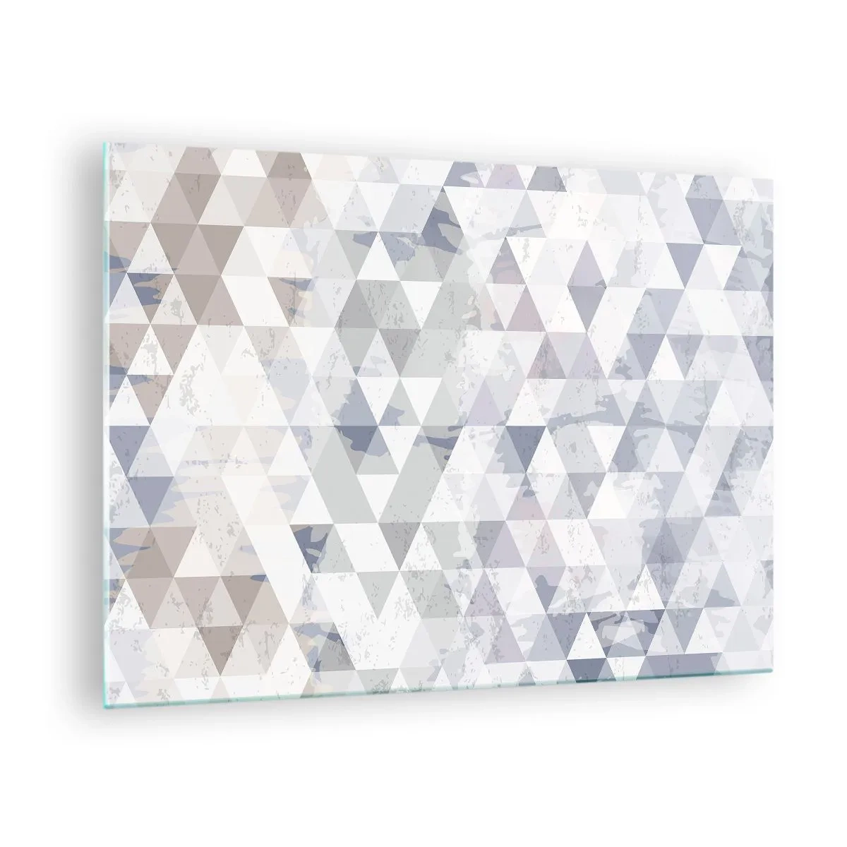 Cuadro sobre vidrio - Impresiones sobre Vidrio - Patrón de triángulo geométrico en tonos neutros de gris y beige. - 70x50cm - A ritmo de triángulo - Decoración de pared moderna para salón y dormitorio ARTTOR