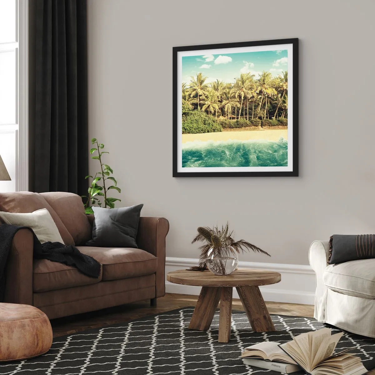 Póster en marco negro - ¿Qué tal aquí? - 50x50 cm