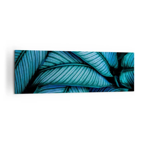 Cuadro sobre lienzo - Impresión de Imagen - Una toma de primer plano de hojas turquesas con vívidos detalles. - 160x50cm - Líneas de vida - Decoración de pared moderna para salón y dormitorio ARTTOR