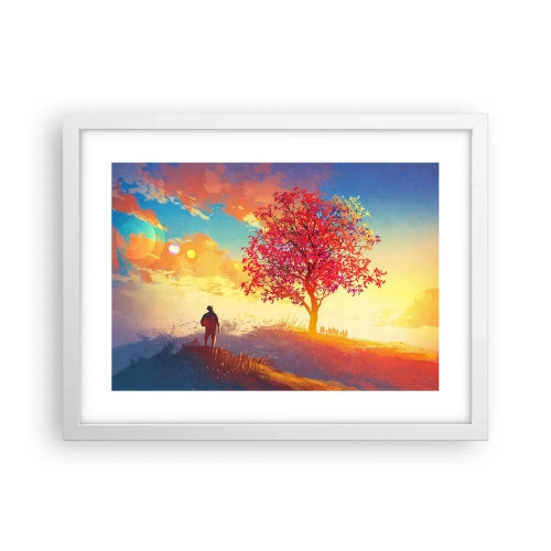 Póster en marco blanco - Un peregrino en su destino - 40x30 cm