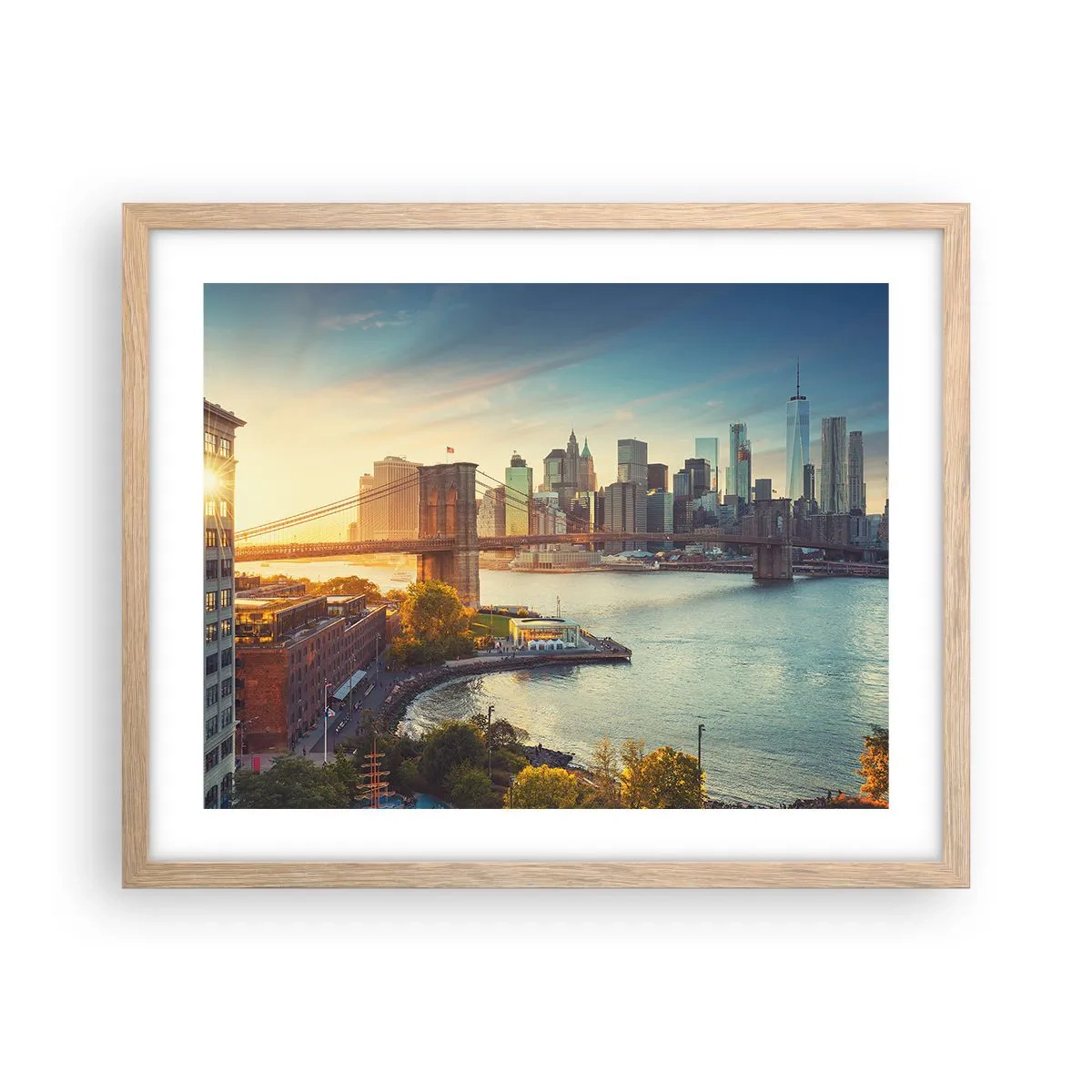 Póster en marco roble claro - El amanecer de la gran ciudad - 50x40 cm