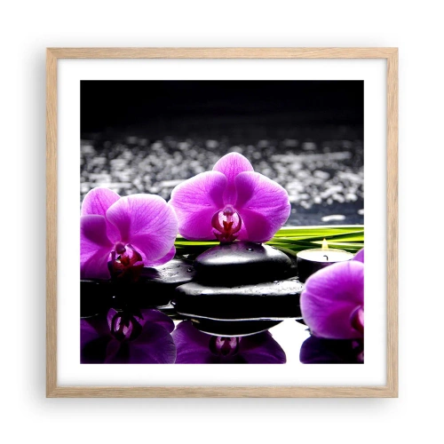 Póster en marco roble claro - Ahogarse en la paz y la tranquilidad - 50x50 cm