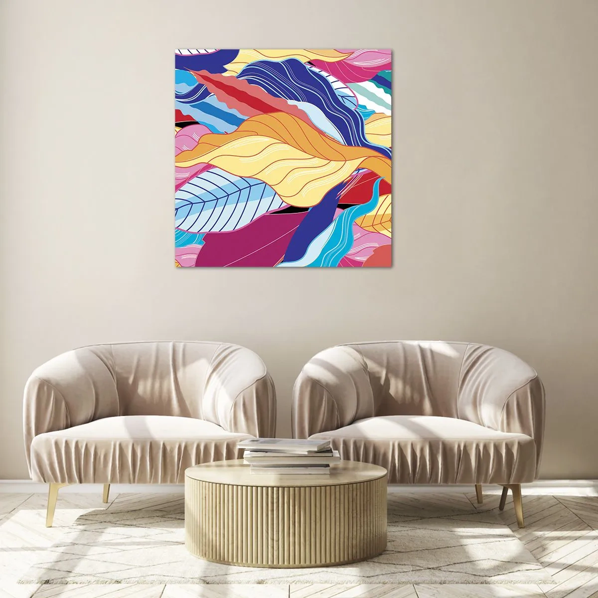 Cuadro sobre vidrio - Impresiones sobre Vidrio - Desorden colorido - 40x40 cm