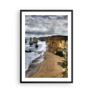 Póster en marco negro - Costa pintoresca con formaciones rocosas - 50x70cm - Belleza en bruto - Decoración de pared moderna para salón y dormitorio ARTTOR