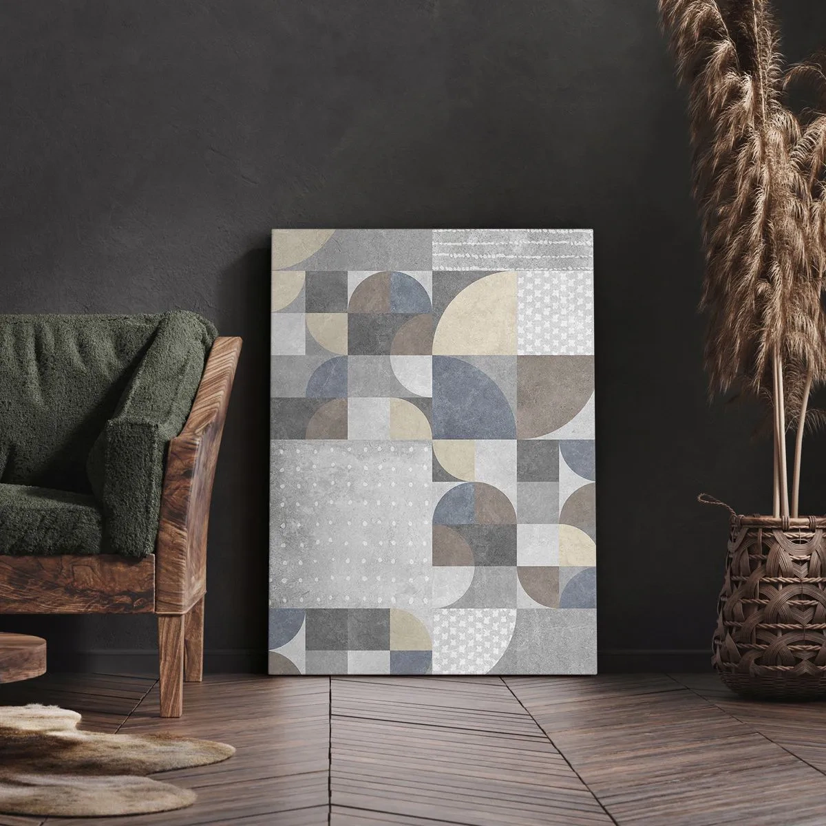 Cuadro sobre lienzo - Impresión de Imagen - Patrón geométrico en tonos pastel - 50x70cm - Fantasía cerámica - Decoración de pared moderna para salón y dormitorio ARTTOR