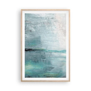 Póster en marco roble claro - Horizontalmente sobre el azul - 61x91 cm