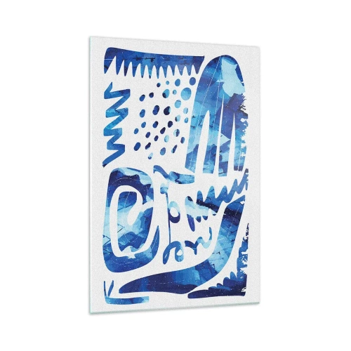 Cuadro sobre vidrio - Impresiones sobre Vidrio - Patrón abstracto en tonos azules - 70x100cm - Vuelta a las raíces - Decoración de pared moderna para salón y dormitorio ARTTOR