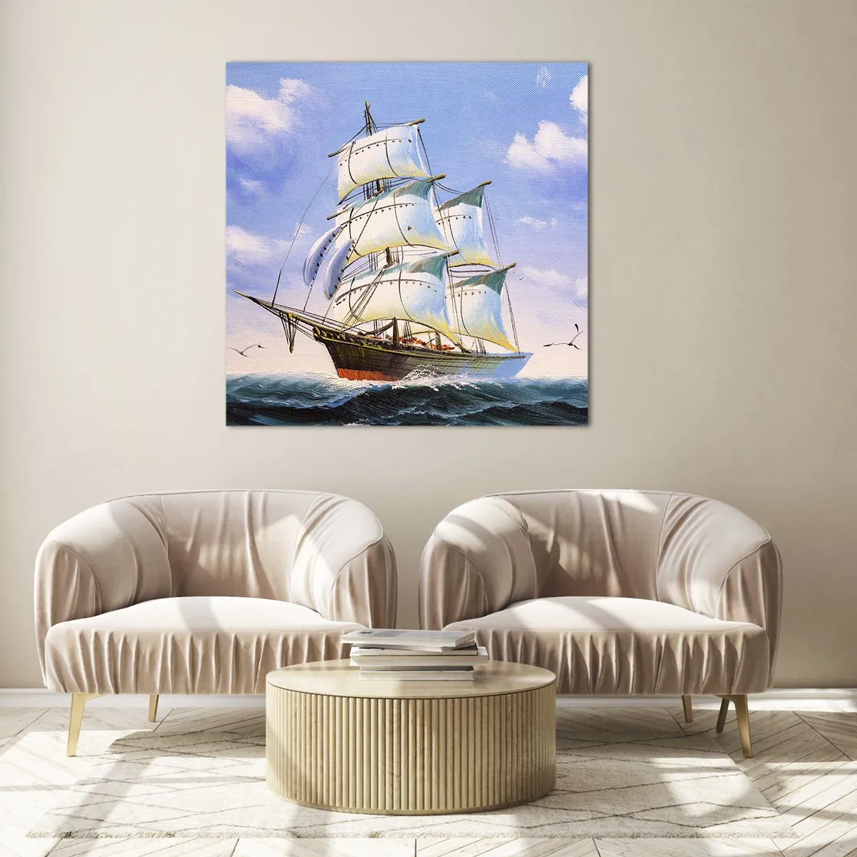 Cuadro sobre vidrio - Impresiones sobre Vidrio - Orgulloso con el viento - 40x40 cm