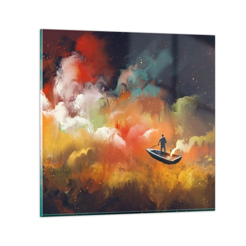 Cuadro sobre vidrio - Impresiones sobre Vidrio - En barco por la galaxia - 70x70 cm