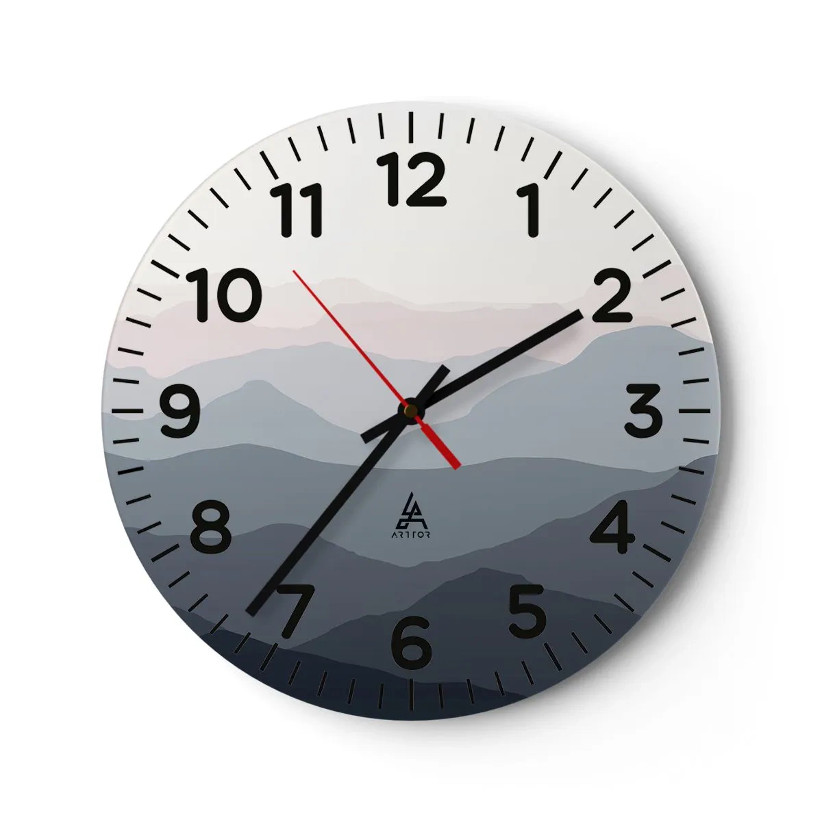 Reloj de pared - Reloj de vidrio - Cordilleras a la vista - 30x30 cm