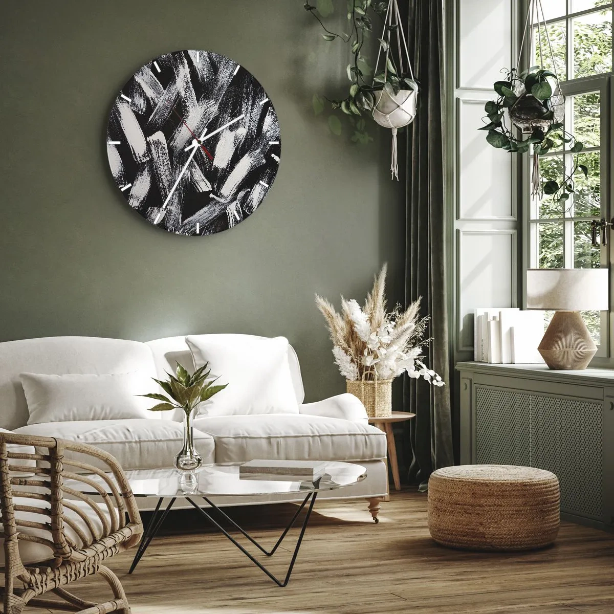 Reloj de pared - Reloj de vidrio - Abstracción en el espíritu industrial - 30x30 cm