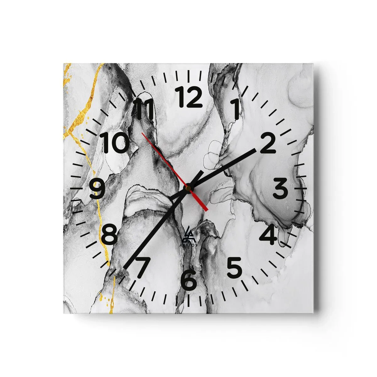 Reloj de pared - Reloj de vidrio - Composición con motivo de oro - 30x30 cm