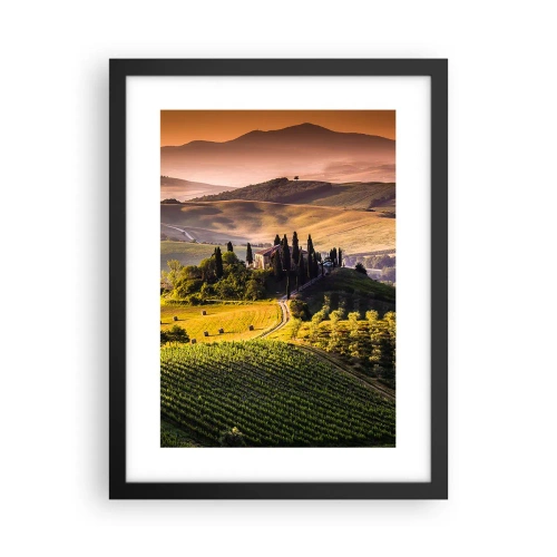 Póster en marco negro - Paisaje toscano - 30x40 cm