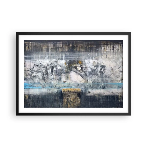 Póster en marco negro - Composición abstracta en tonos fríos - 70x50cm - Hielo abstracto - Decoración de pared moderna para salón y dormitorio ARTTOR