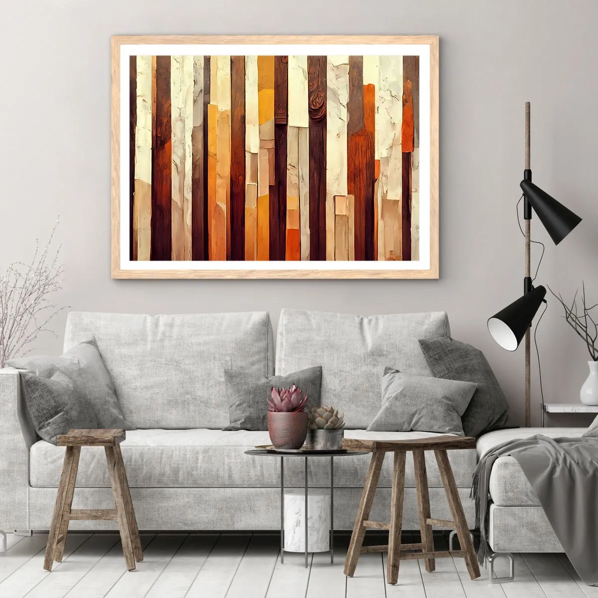 Póster en marco roble claro - Himno de los árboles del bosque - 70x50 cm