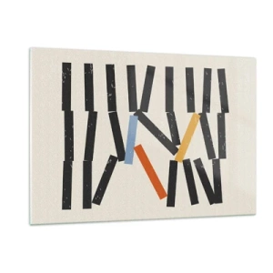 Cuadro sobre vidrio - Impresiones sobre Vidrio - Una composición gráfica estilizada como dominó con acentos de color. - 120x80cm - Dominó - composición - Decoración de pared moderna para salón y dormitorio ARTTOR