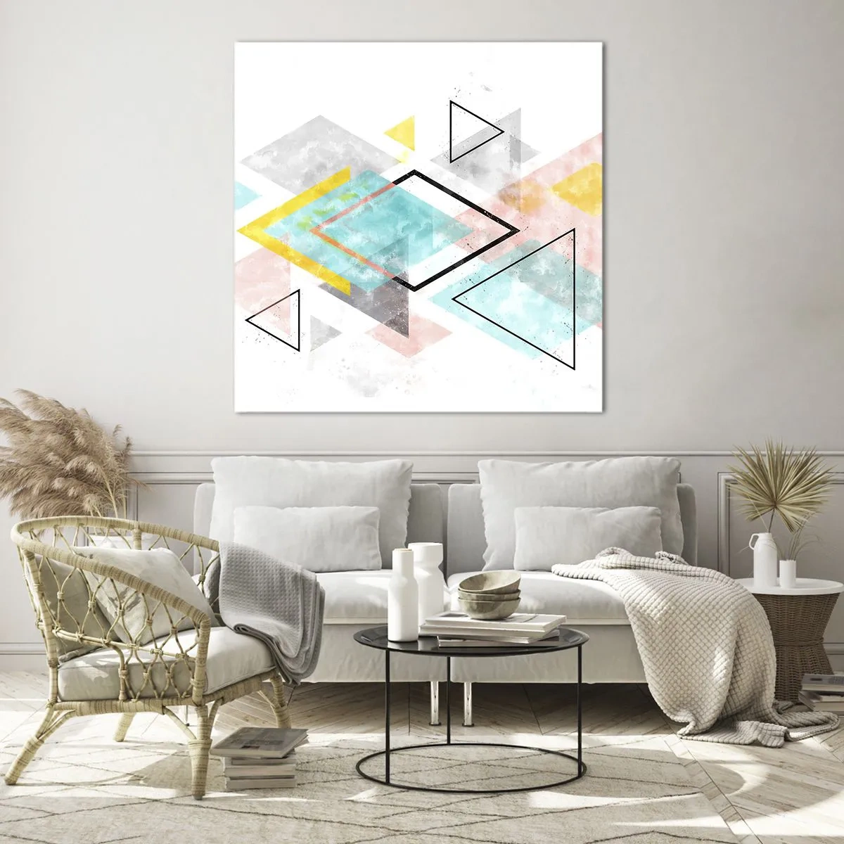 Cuadro sobre vidrio - Impresiones sobre Vidrio - Un juego geométrico - 50x50 cm
