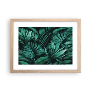 Póster en marco roble claro - Profundidad del verde tropical - 40x30 cm