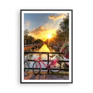 Póster en marco negro - Mañana de primavera en Ámsterdam - 70x100 cm