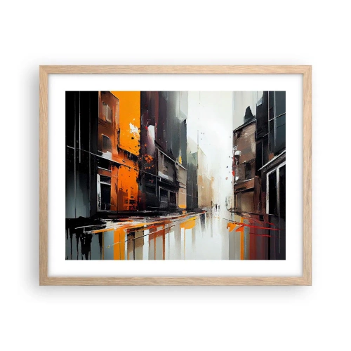 Póster en marco roble claro - Día lluvioso - 50x40 cm